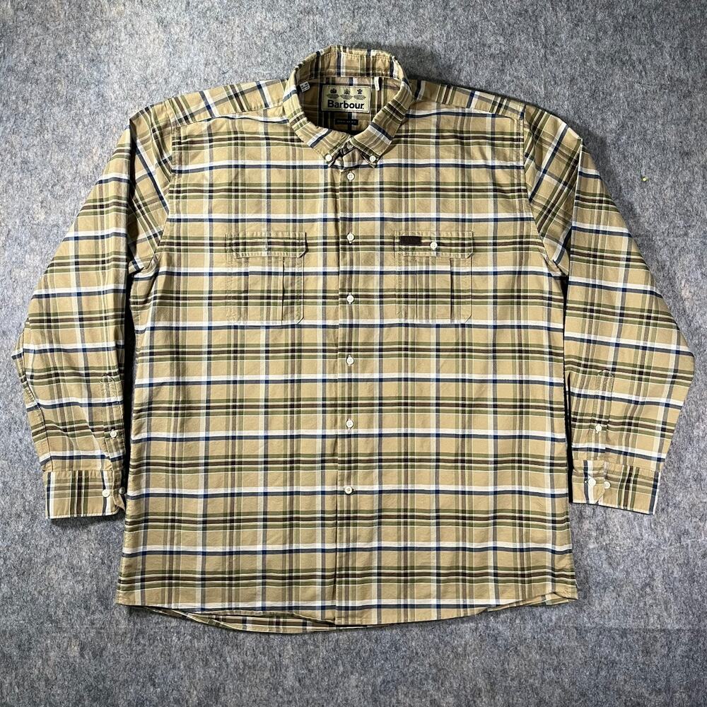 Barbour Barton Coolmax Plaid Shirt / Men's US XXL / Beige Green MSH4885ST51